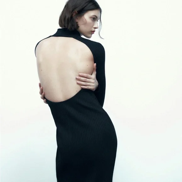 black backless dress zara Zara Mini Backless Dress XS (0-2) Like new